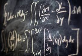 Mathematical equations on a chalkboard